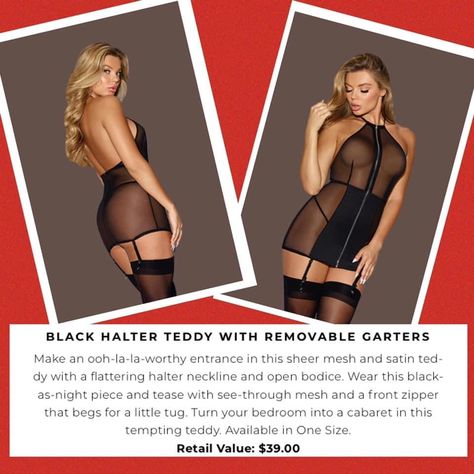 Black Halter Teddy one size fits most