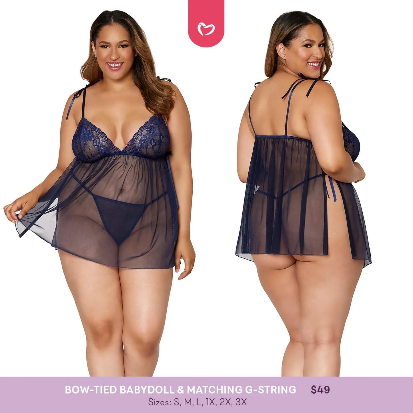 bow tied baby doll matching g string